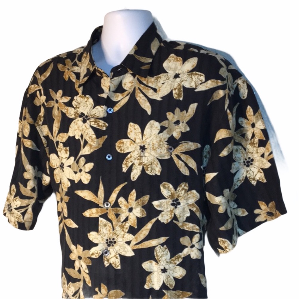 Tori Richards Men’s Hawaiian  Silk / Lien shirt XL